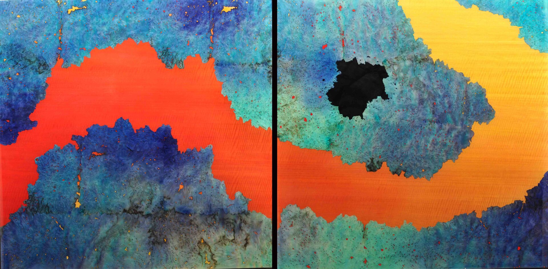 Spot large contemporary abstract in contrasting colors