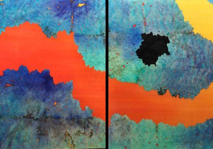 large contemporary abstract in contrasting colors